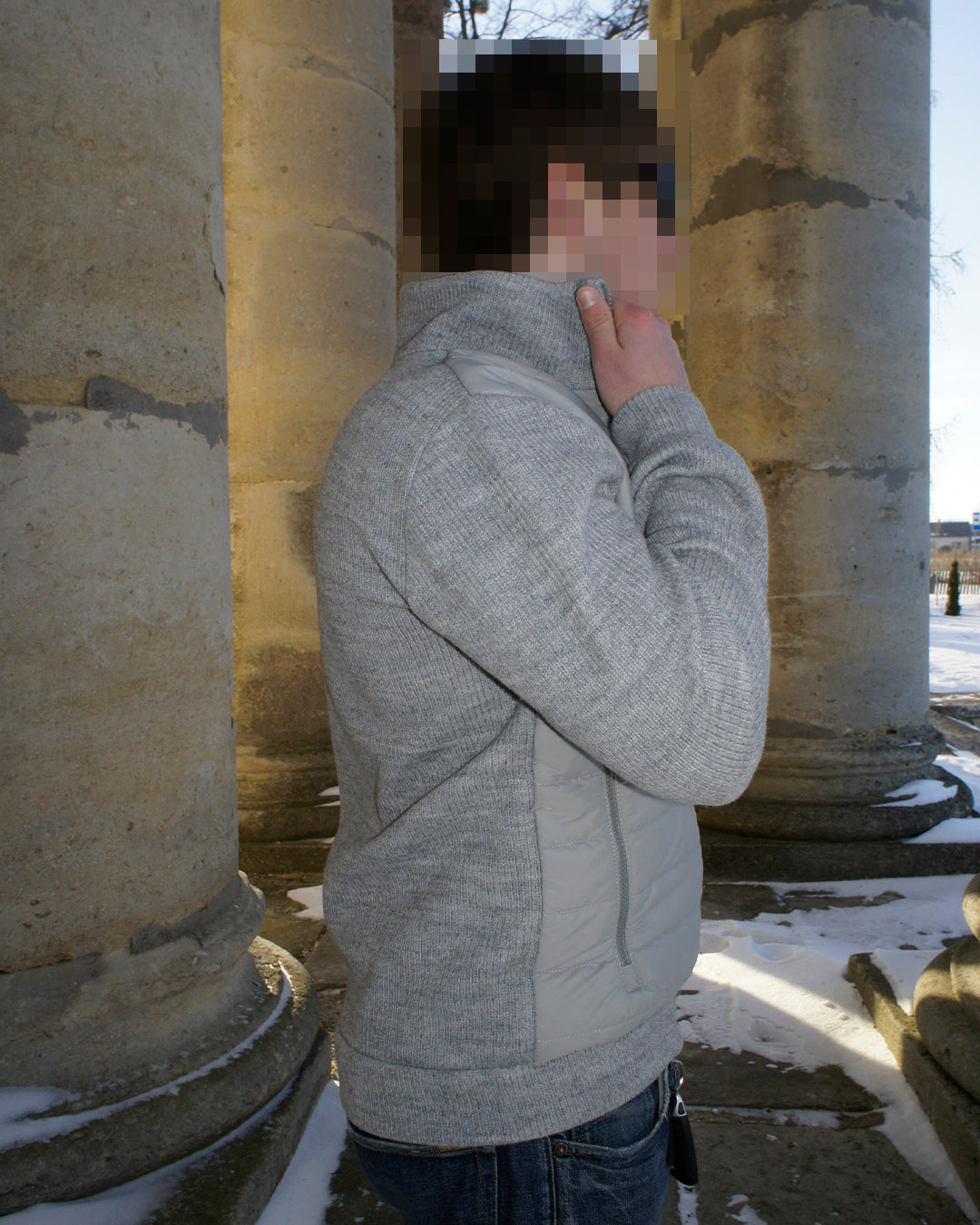 HYBRID ZIP-UP CARDIGAN – GREY